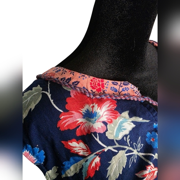 Woman Within Blue/Pink Floral Tired Boho Sleveless Maxi Dress, Women Size 26 - Picture 4 of 10